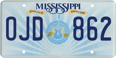 MS license plate OJD862