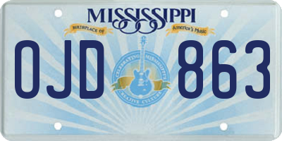MS license plate OJD863