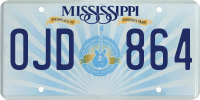 MS license plate OJD864