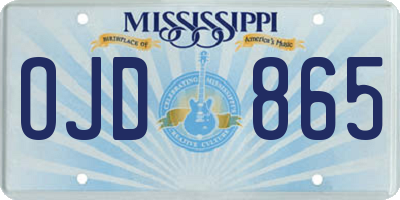 MS license plate OJD865