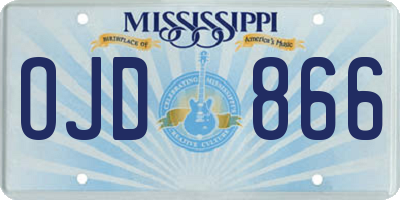 MS license plate OJD866