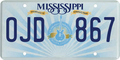 MS license plate OJD867
