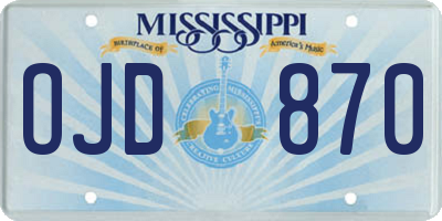 MS license plate OJD870