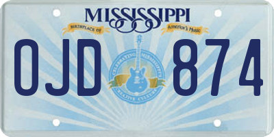 MS license plate OJD874