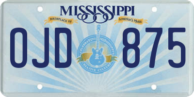 MS license plate OJD875