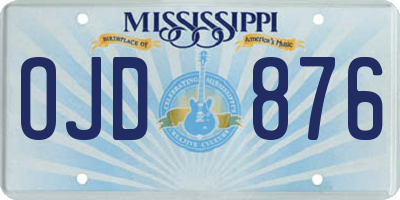 MS license plate OJD876