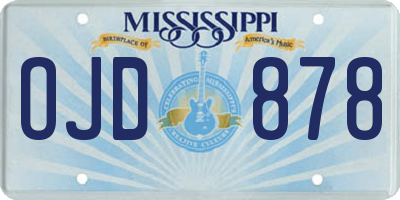 MS license plate OJD878