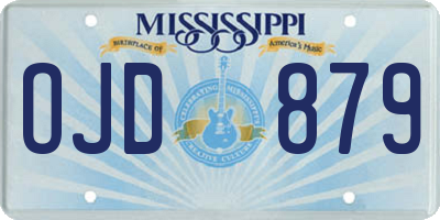 MS license plate OJD879