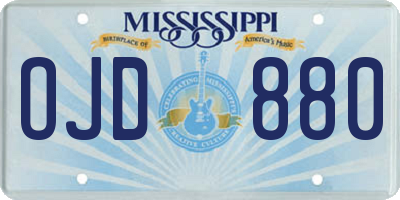 MS license plate OJD880