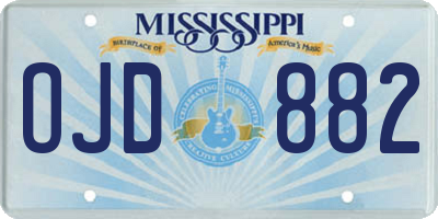 MS license plate OJD882