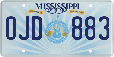 MS license plate OJD883