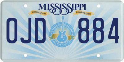 MS license plate OJD884