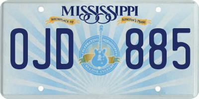 MS license plate OJD885