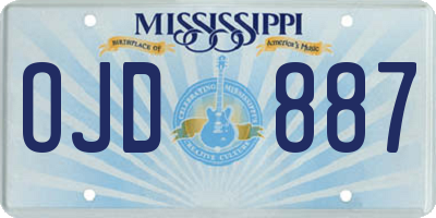 MS license plate OJD887