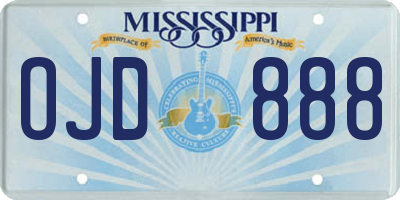 MS license plate OJD888