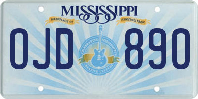 MS license plate OJD890