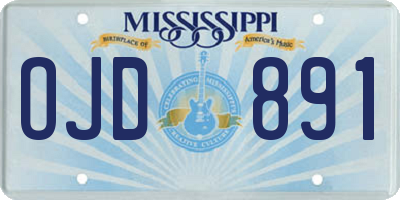 MS license plate OJD891