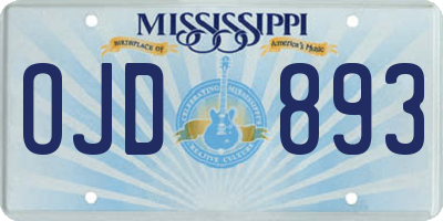 MS license plate OJD893