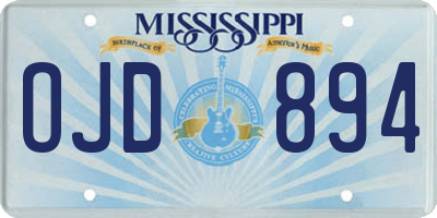 MS license plate OJD894