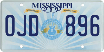 MS license plate OJD896