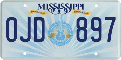 MS license plate OJD897
