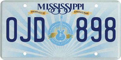 MS license plate OJD898