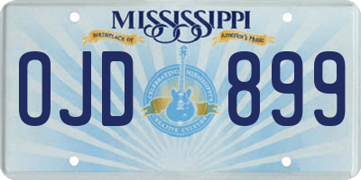 MS license plate OJD899