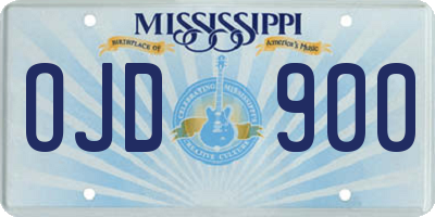 MS license plate OJD900