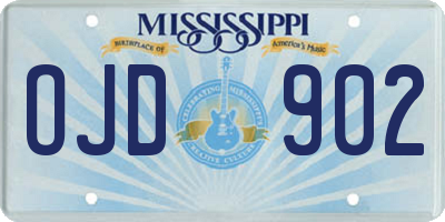 MS license plate OJD902