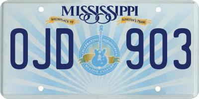 MS license plate OJD903