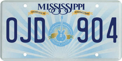MS license plate OJD904