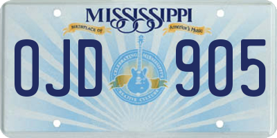 MS license plate OJD905