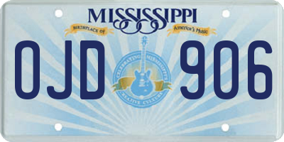 MS license plate OJD906