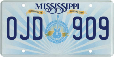 MS license plate OJD909
