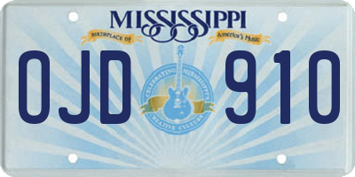 MS license plate OJD910