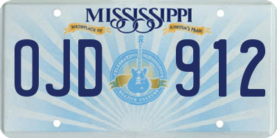 MS license plate OJD912