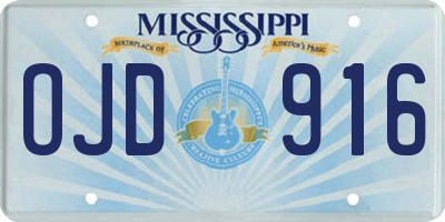 MS license plate OJD916