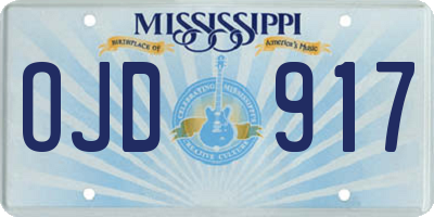 MS license plate OJD917
