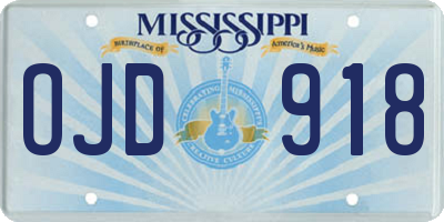 MS license plate OJD918