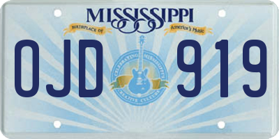 MS license plate OJD919