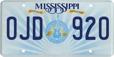 MS license plate OJD920