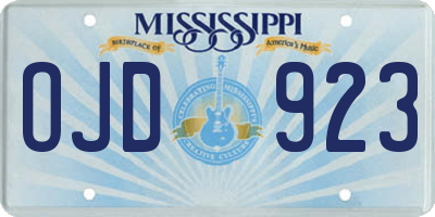 MS license plate OJD923