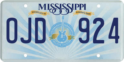 MS license plate OJD924