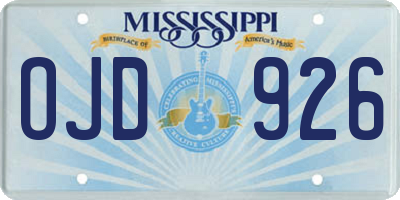 MS license plate OJD926