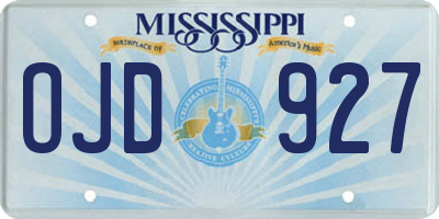 MS license plate OJD927