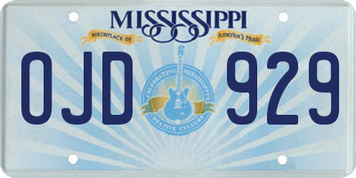 MS license plate OJD929