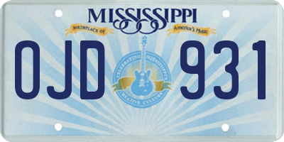 MS license plate OJD931