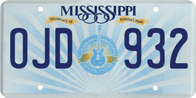 MS license plate OJD932
