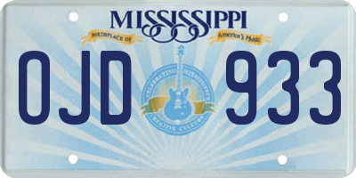 MS license plate OJD933
