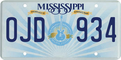 MS license plate OJD934